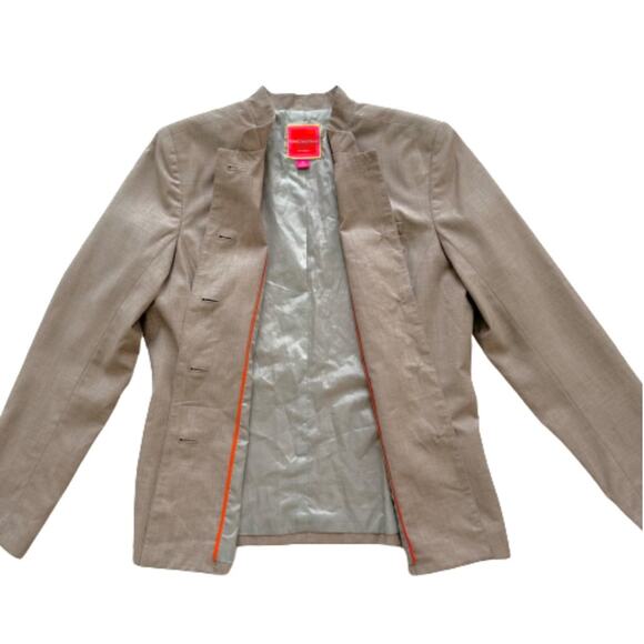 Isaac Mizrahi for Target Blazer Beige Button Front Long Sleeve Jacket Size 14 - Picture 9 of 12